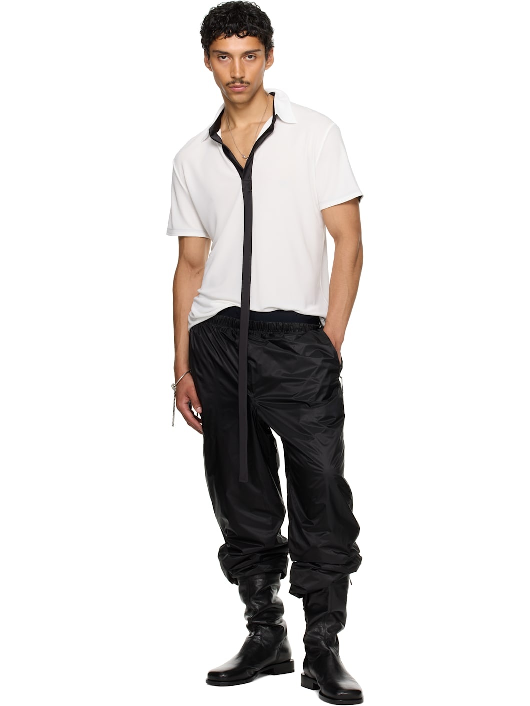 SSENSE Exclusive White Satin Strip Polo - 5
