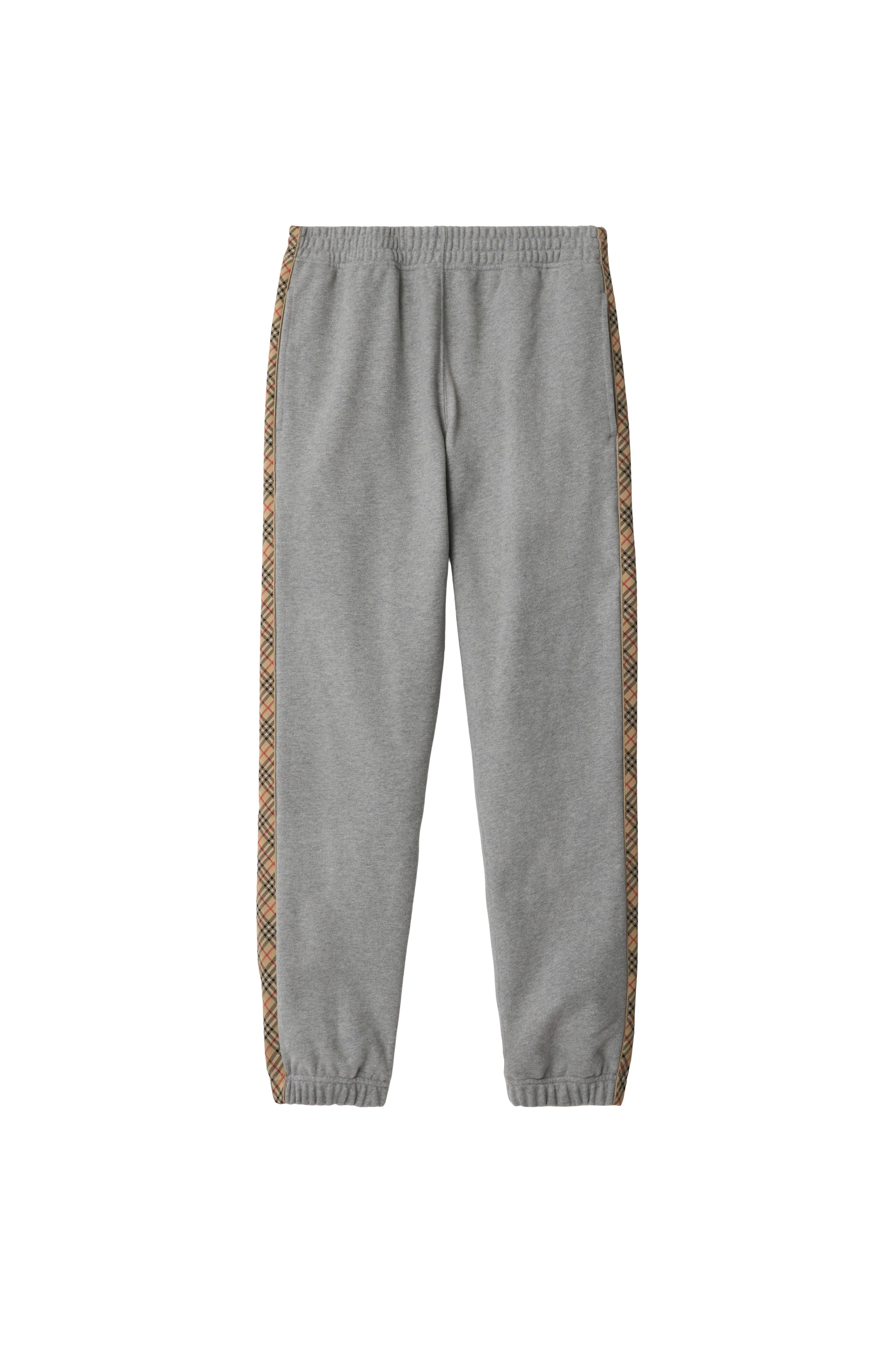 burberry Check Trim Cotton Jogging Pants in Pale Grey Melange at Nordstrom - 3