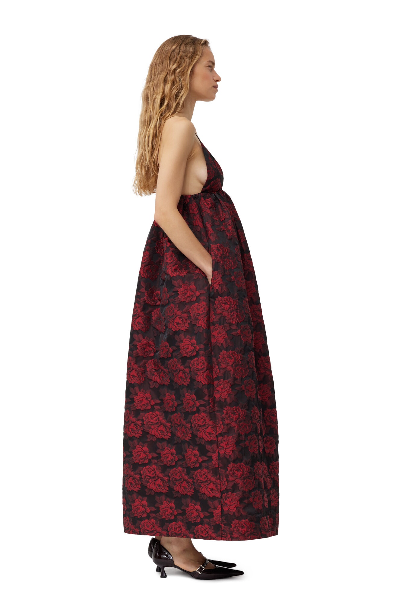 BOTANICAL JACQUARD LONG STRAP DRESS - 4