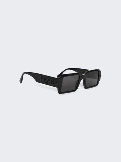 FENDI Rectangle Sunglasses Shiny Black and Smoke outlook