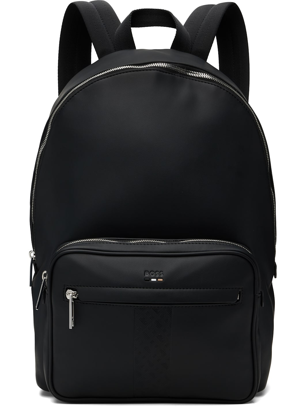 Black Structured Signature Trims Backpack - 1