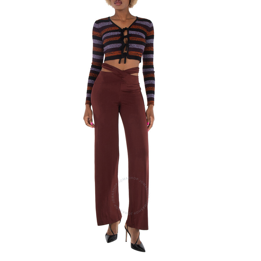 Marine Serre Ladies Brown Cross-Waist Fluid Trousers - 4