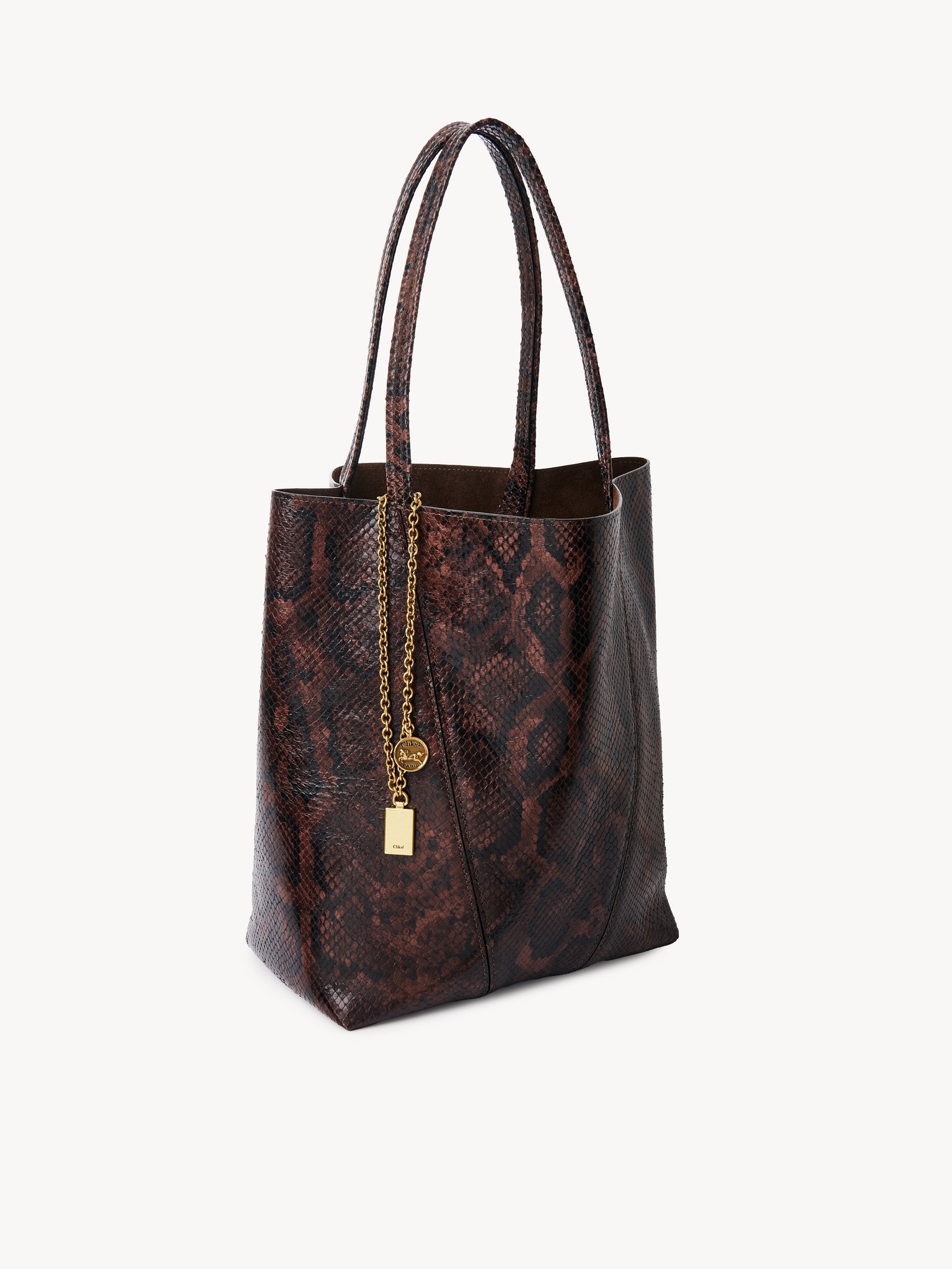 CHLOÉ SPIN TOTE BAG IN PYTHON-EFFECT LEATHER - 5