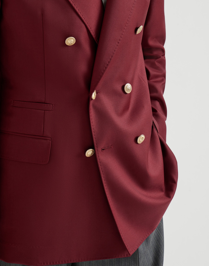 Virgin wool batavia one-and-a-half breasted Tailor blazer with metal buttons 4