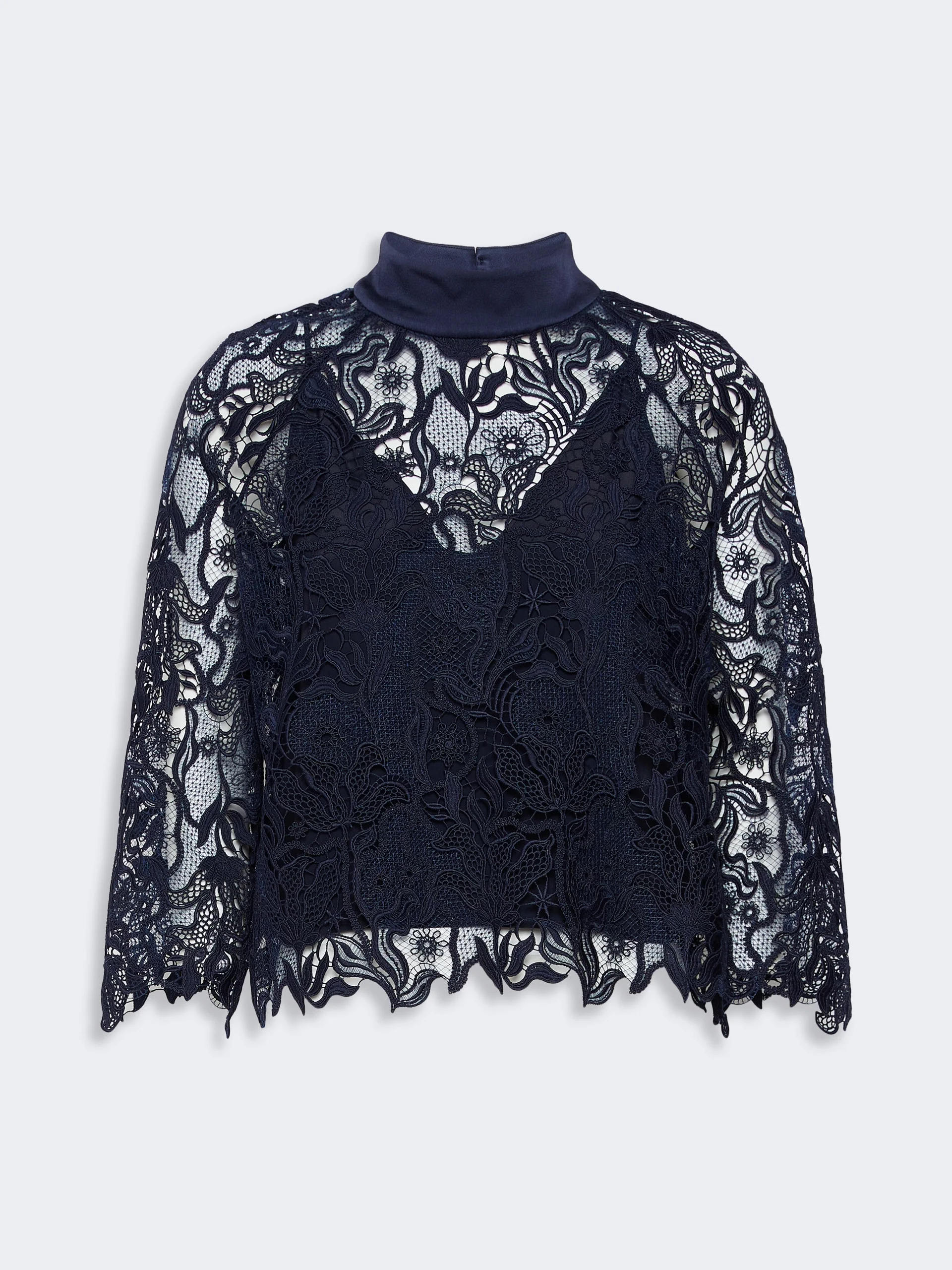 PIOVRA Macramé lace blouse - MIDNIGHTBLUE - 1