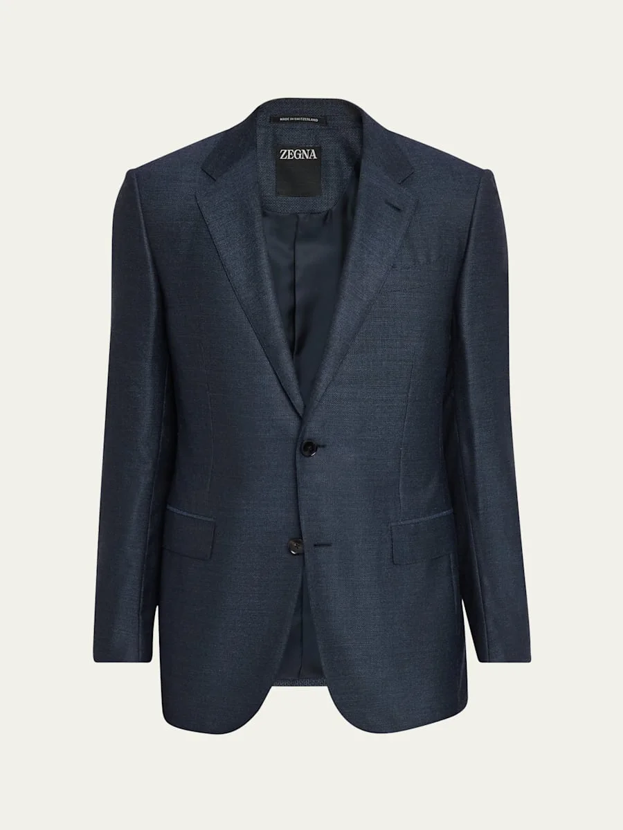 Men's Micro-Woven Cashmere and Silk Two-Button Sport Coat - 1