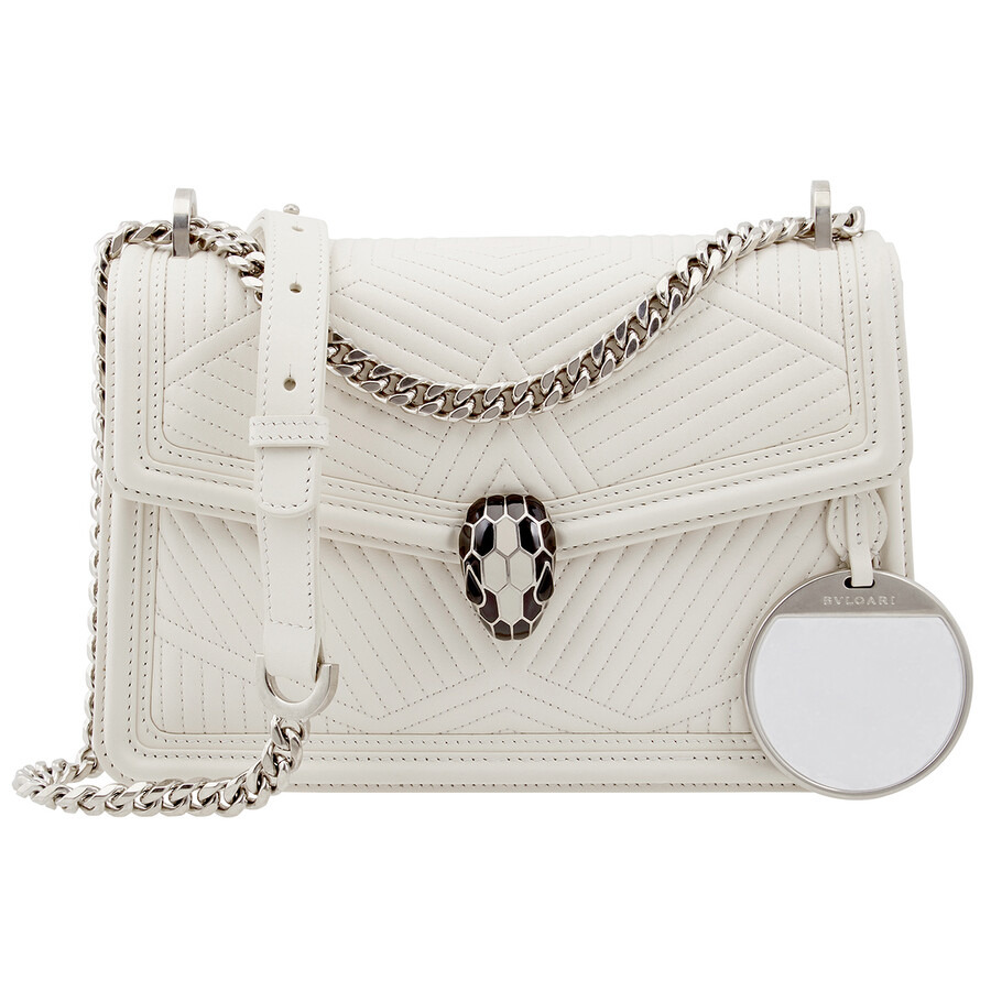 Bvlgari Serpenti Diamond Blast Shoulder Bag- White Agate - 4