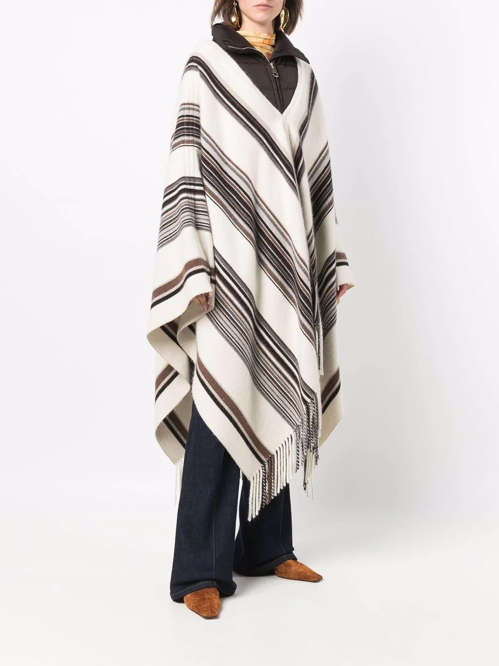 striped padded poncho - 3