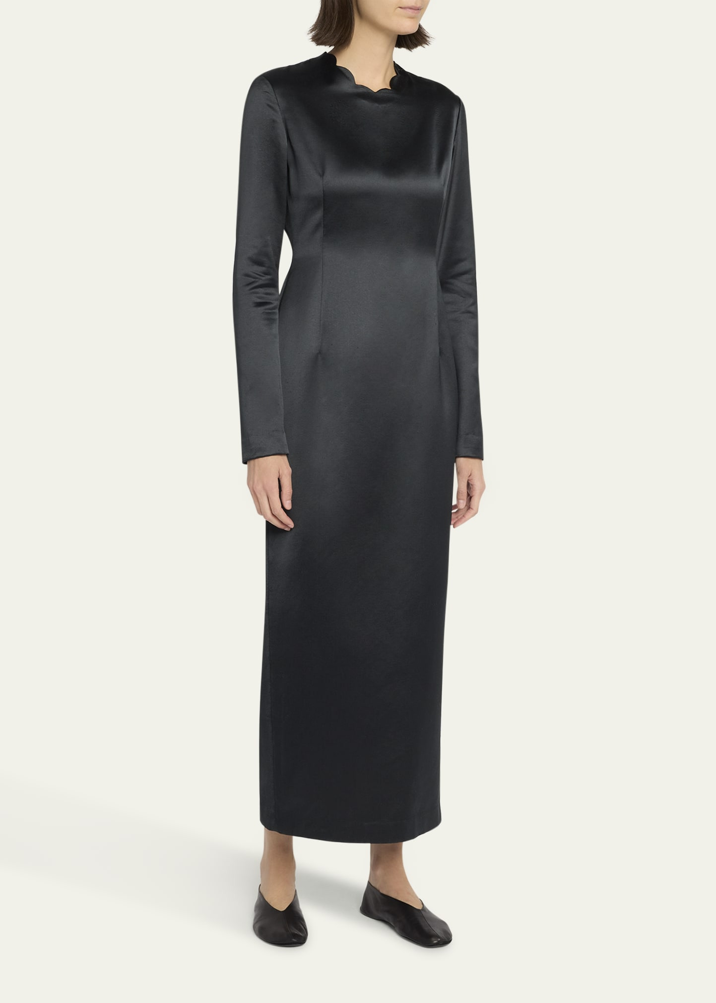Mitzi Long-Sleeve Silk Satin Dress - 4