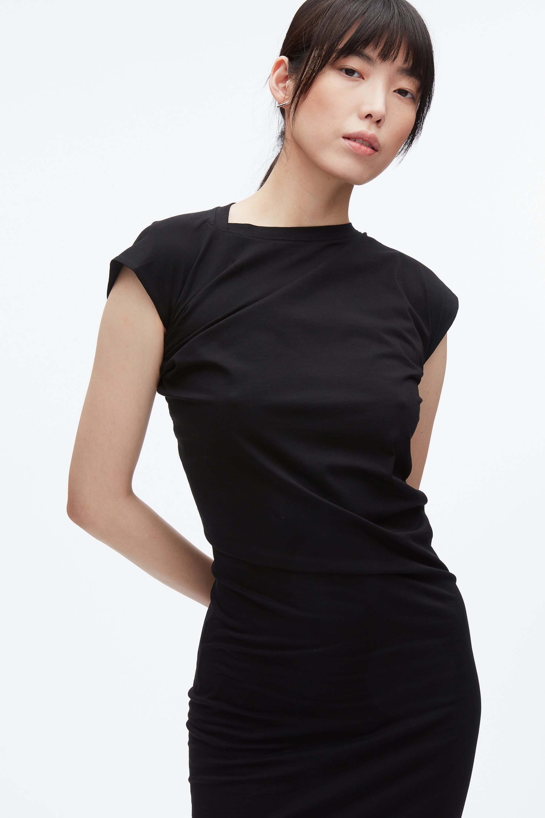Draped T-Shirt Dress - 5