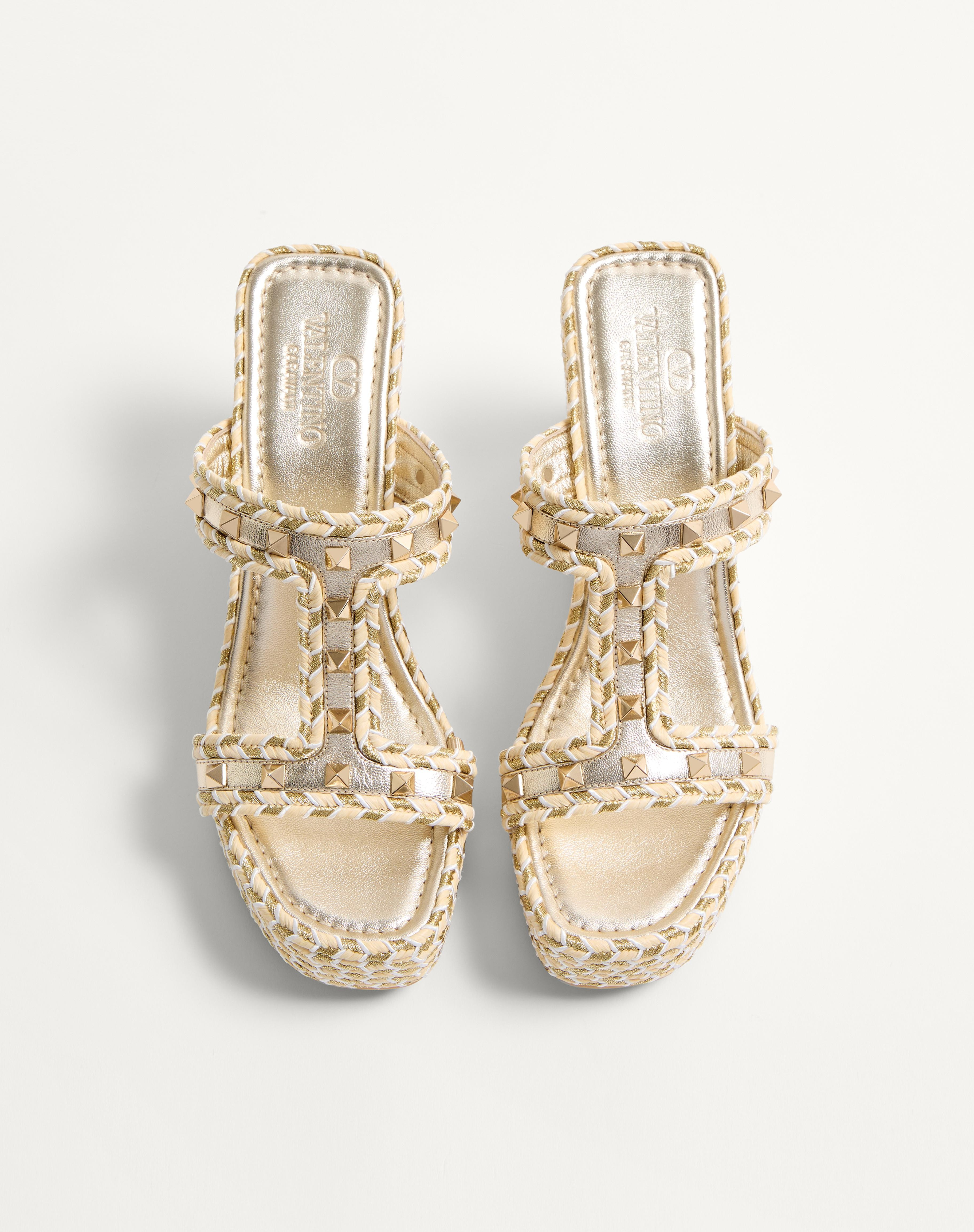 ROCKSTUD LAMINATED NAPPA WEDGE SANDAL 90 MM - 4