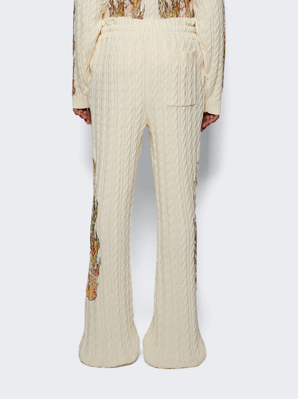 Flame Glass Cable Knit Lounge Pants Cream - 4