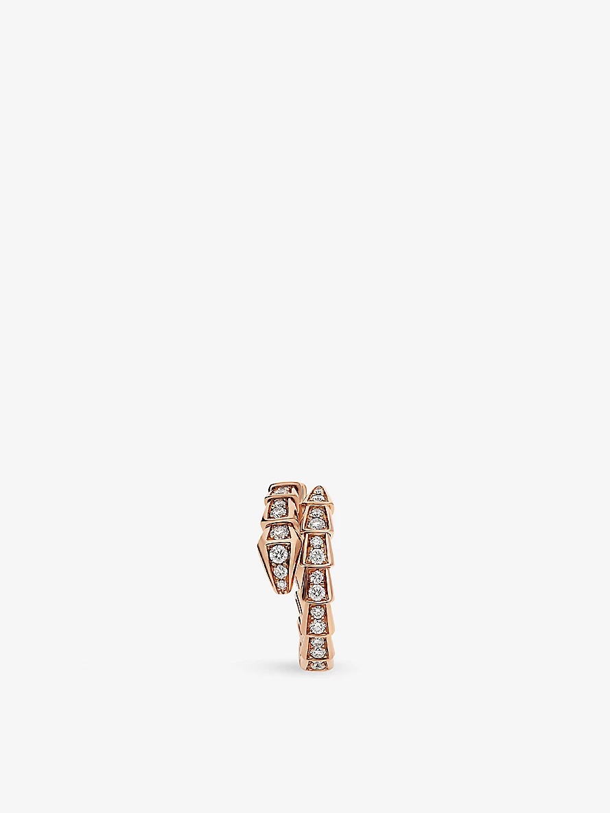 Serpenti Viper 18ct rose-gold and 0.73ct brilliant-cut diamond ring - 3