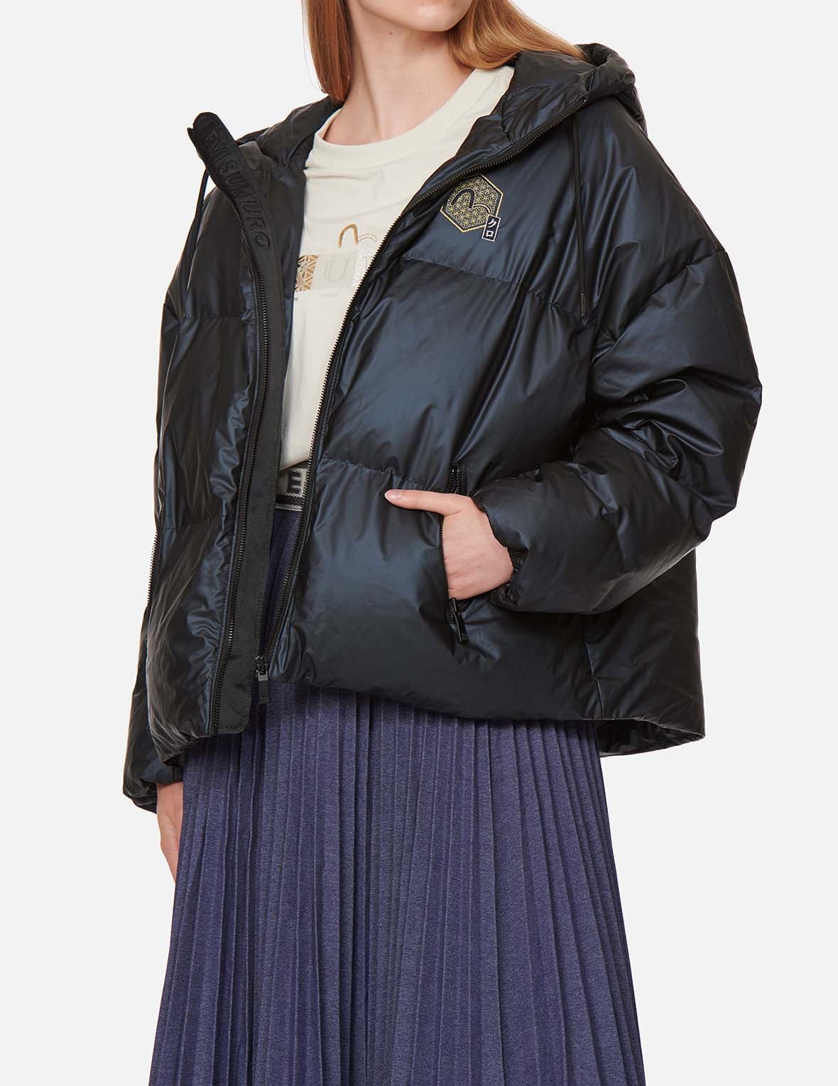 Brocade-pattern Seagull Embroidered Puffer Down Jacket - 4
