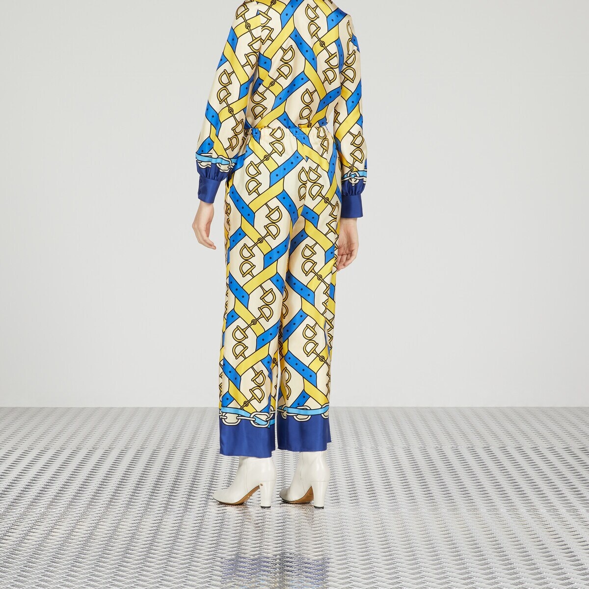 Horsebit strap print silk pant - 6