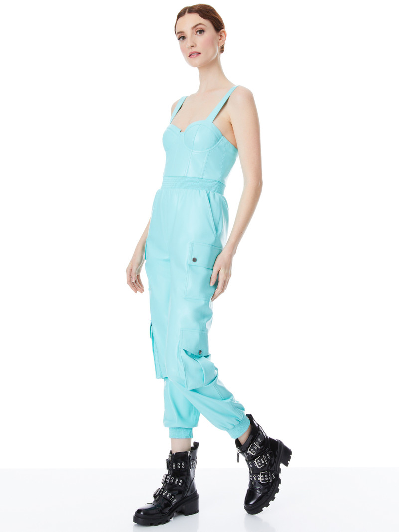 Alice + Olivia FRIDA VEGAN LEATHER BUSTIER CARGO JUMPSUIT outlook