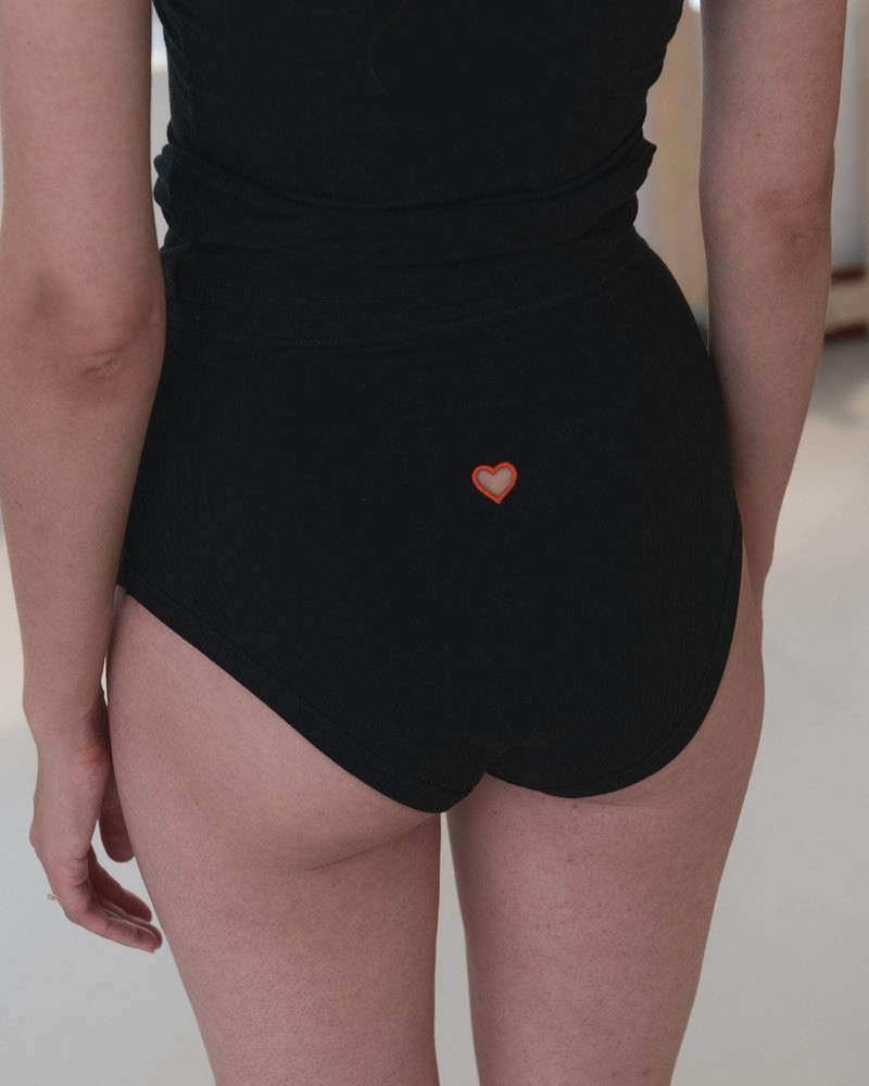 Heart Highwaist Bell Pants - Fine Organic Cotton Rib 3