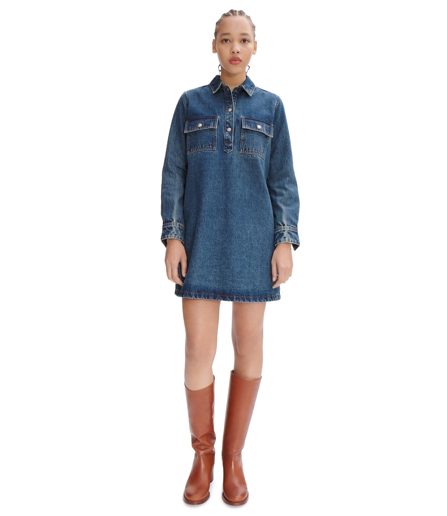 A.P.C｜DRESSES (Mia Dress (COGVV F05878 CAE)) Mia dress | Dyed organic cotton denim | A.P.C. Ready-to-Wear