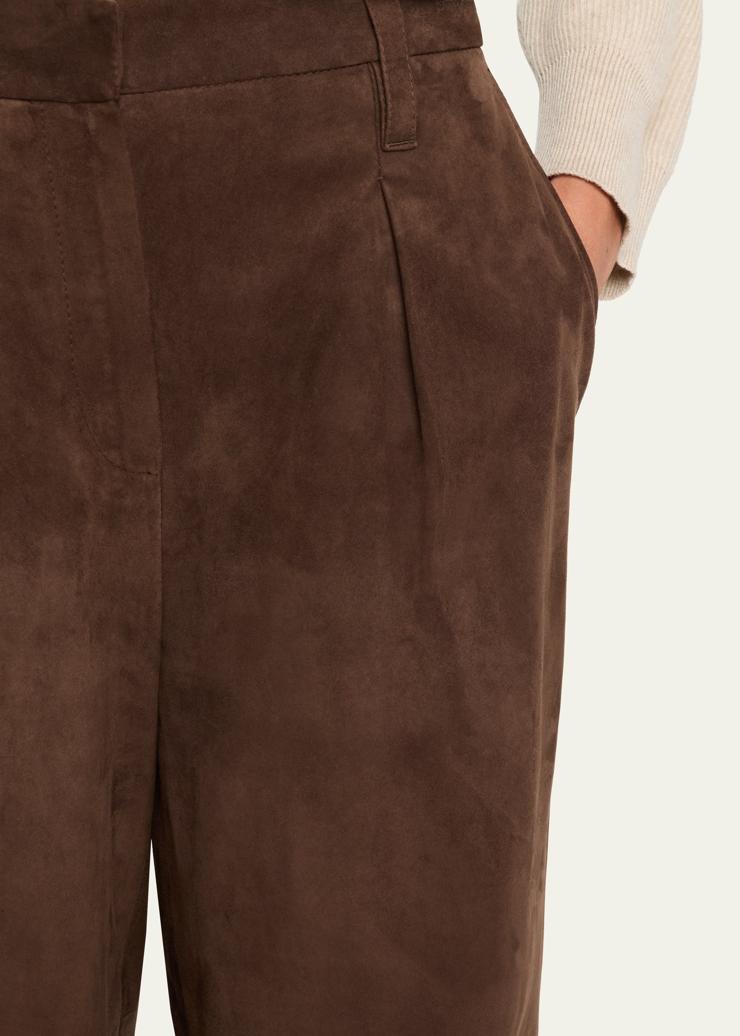 Pleated Suede Pants - 5