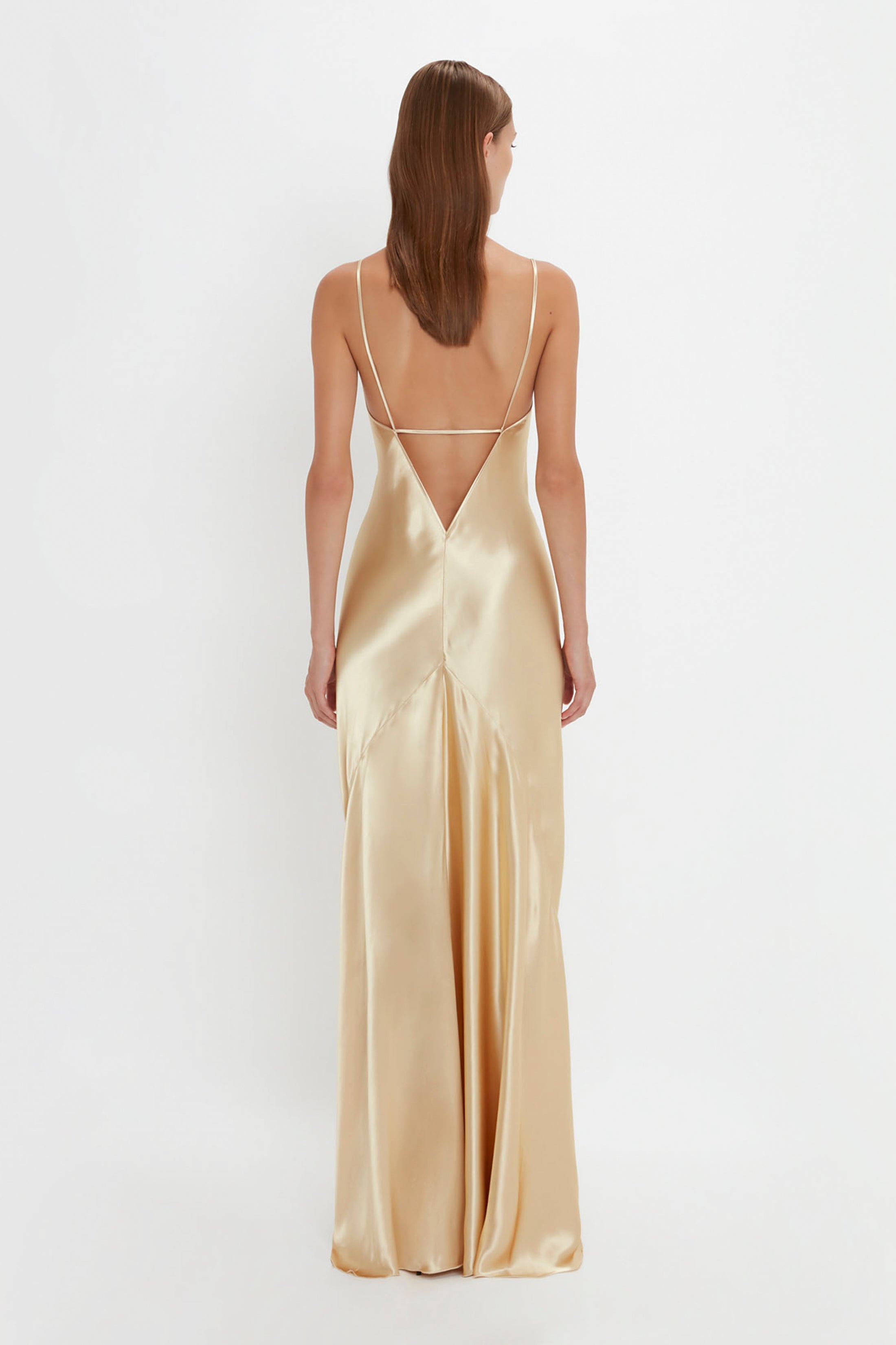 Exclusive Floor-Length Cami Dress In Gold - 4