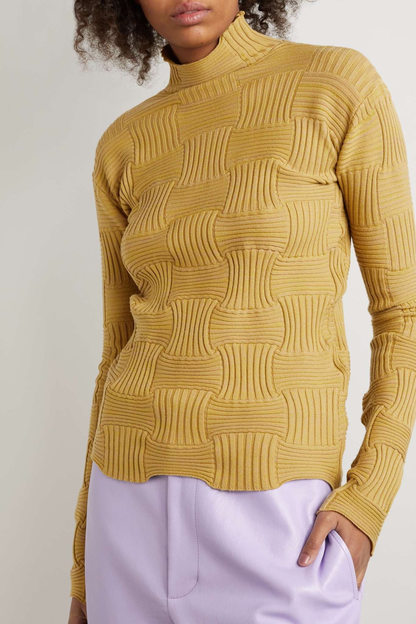 Intrecciato ribbed wool-blend turtleneck sweater - 3