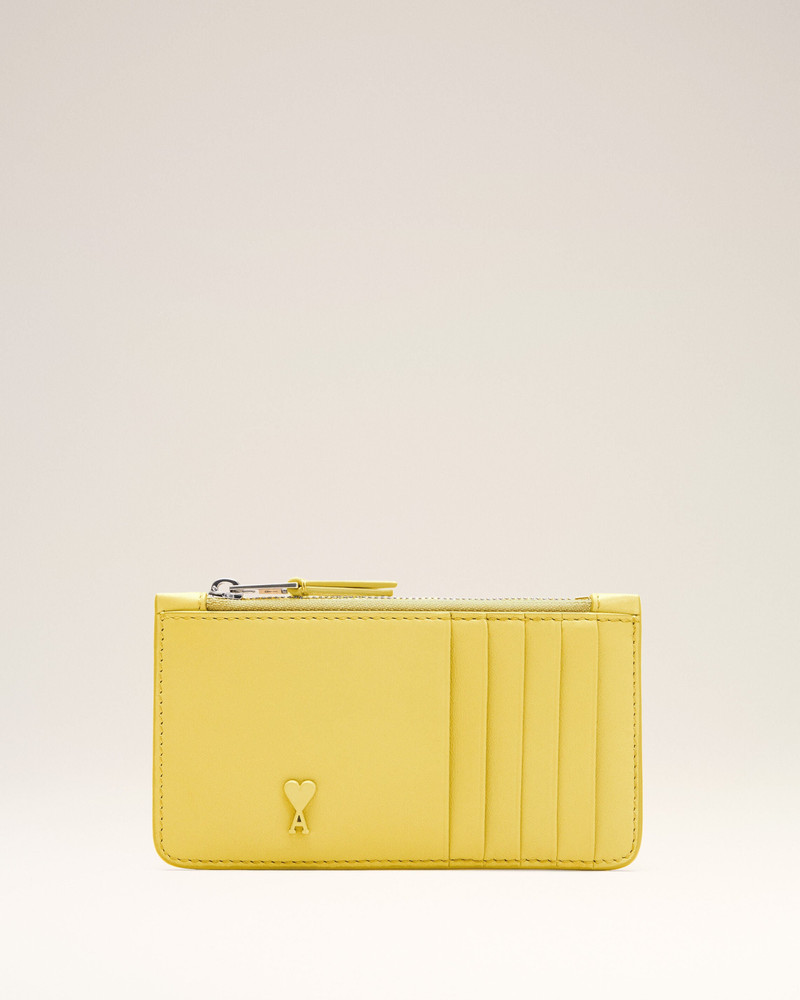 YELLOW COWHIDE LEATHER AMI DE COEUR ZIPPED CARD HOLDER 1