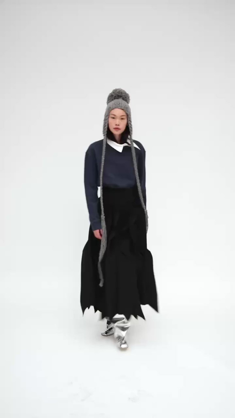 SKIRT WITH PANEL APPLIQUE BLACK 10