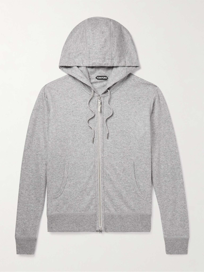 Brushed Cashmere-Jersey Zip-Up Hoodie 1