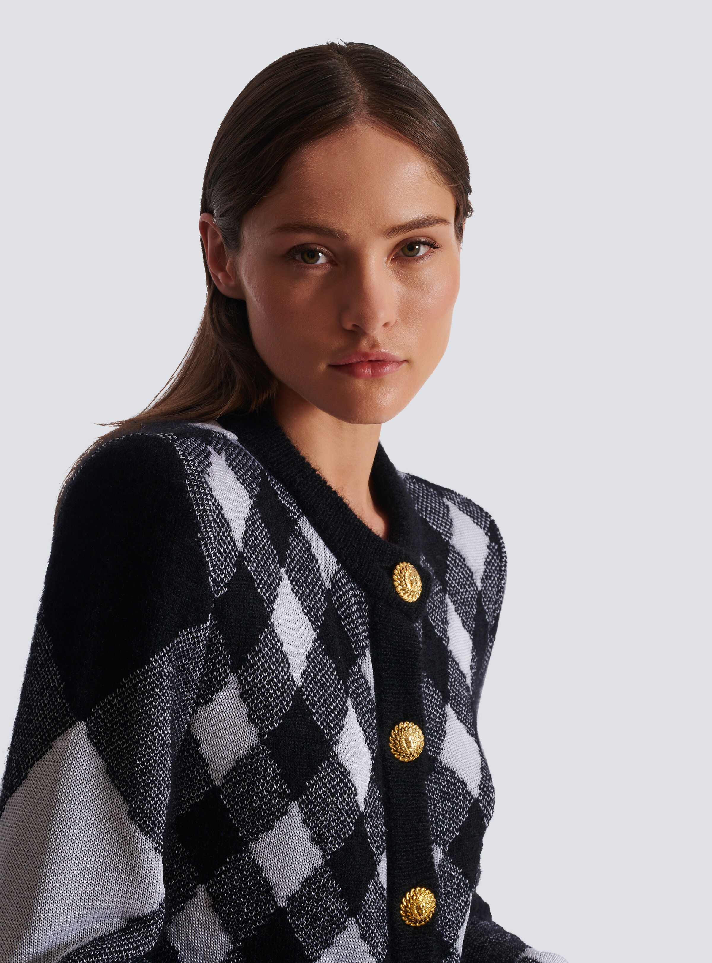 Gingham knit cardigan - 7