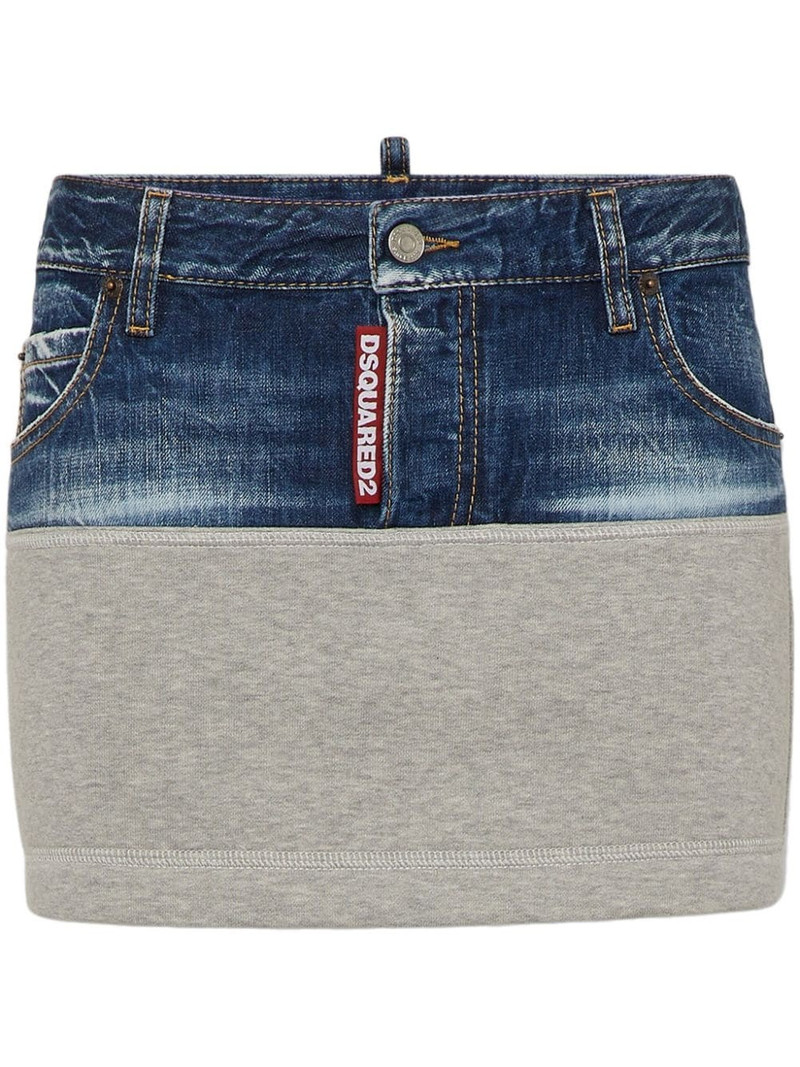 contrasting-fabric mini skirt 1