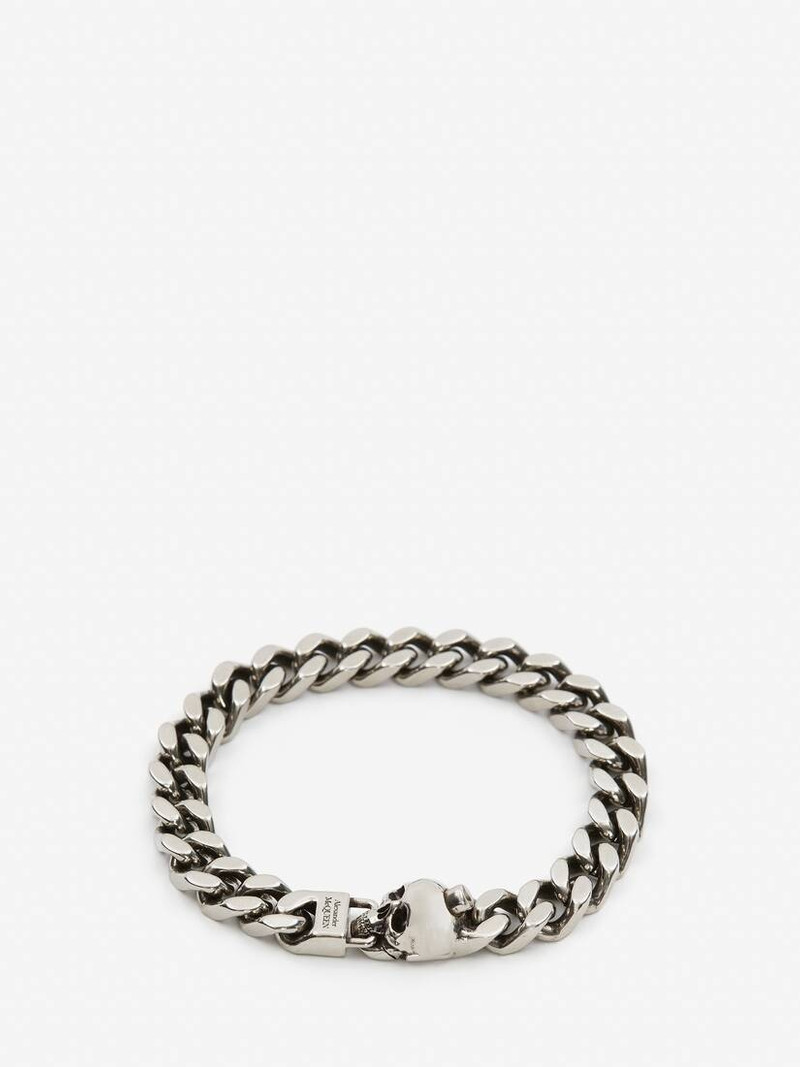 Men's Skull Chain Bracelet in Antique Silver 1