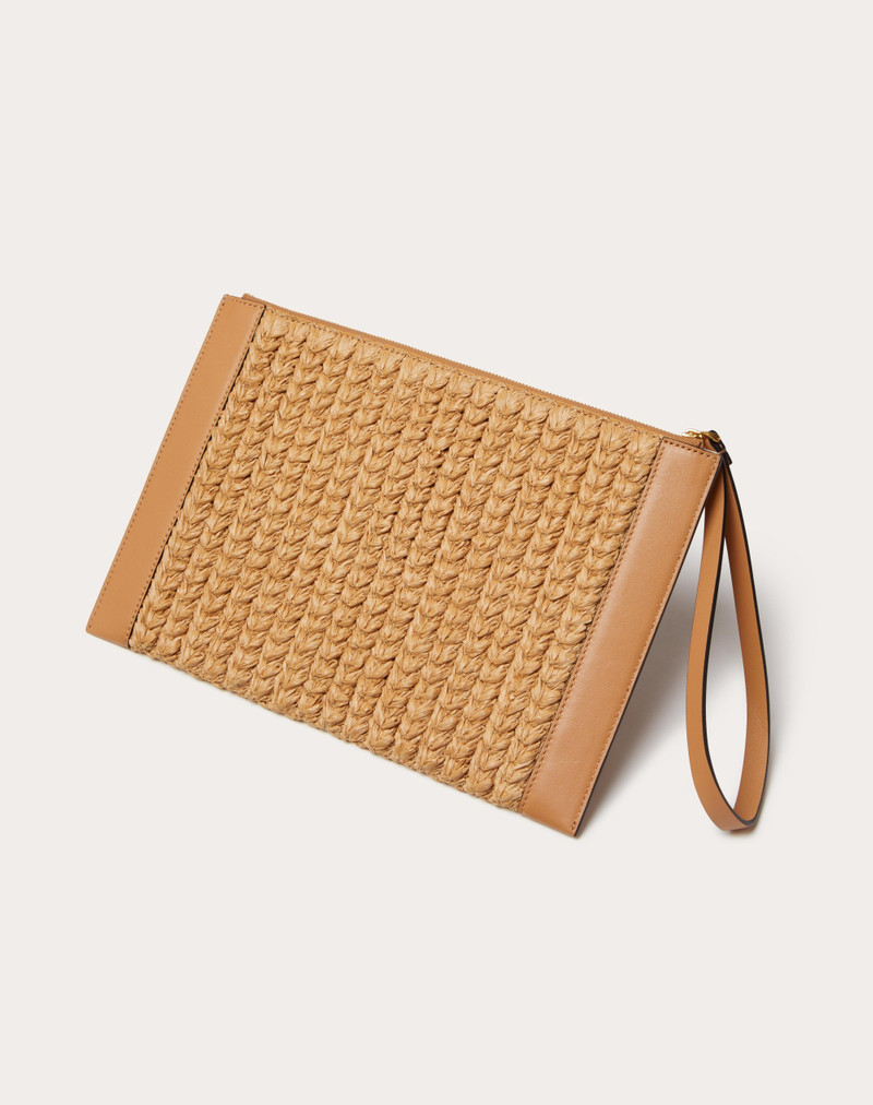VLOGO SIGNATURE RAFFIA POUCH 3