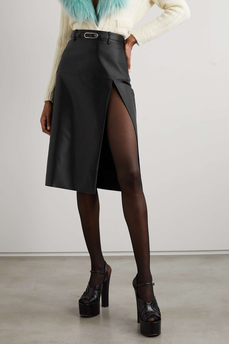 Love Parade belted duchesse-satin midi skirt 3