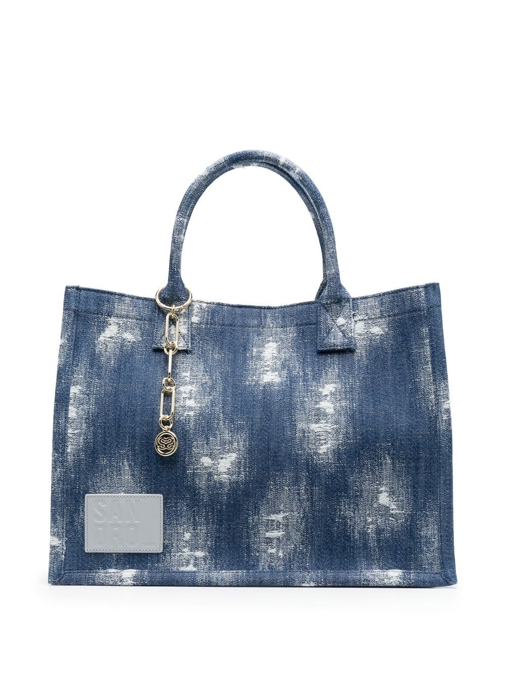 distressed denim tote bag - 1