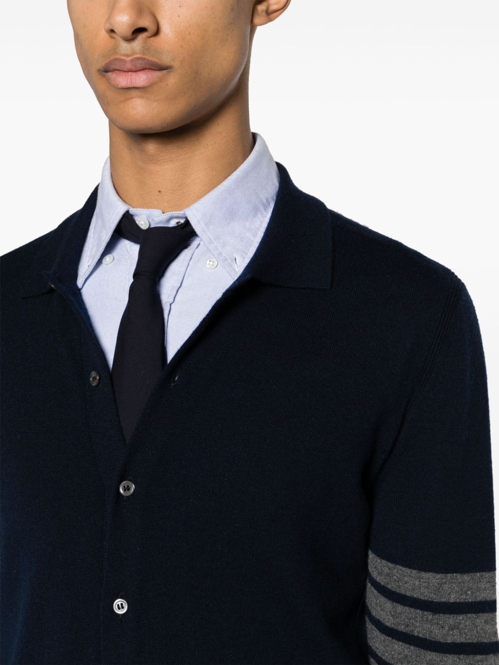 4-Bar stripe cashmere cardigan - 5