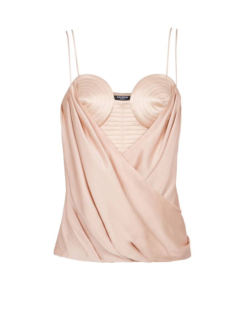 Strappy satin bustier top - 1