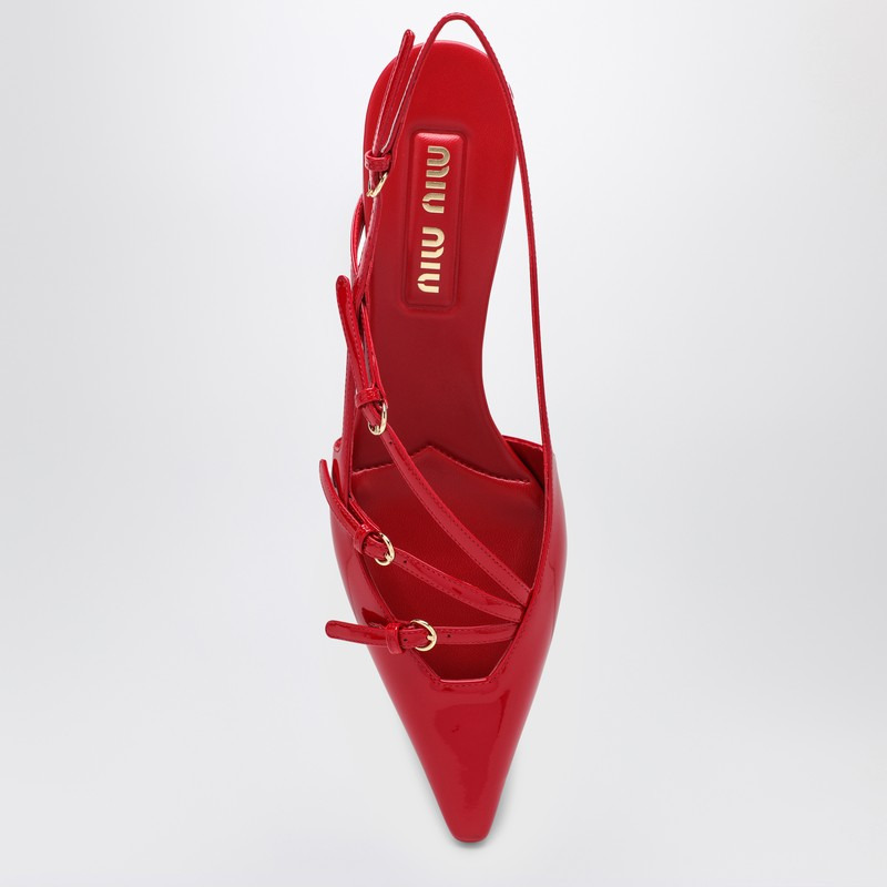 Miu Miu Red Patent Leather Slingback Décolleté With Buckles Women - 3
