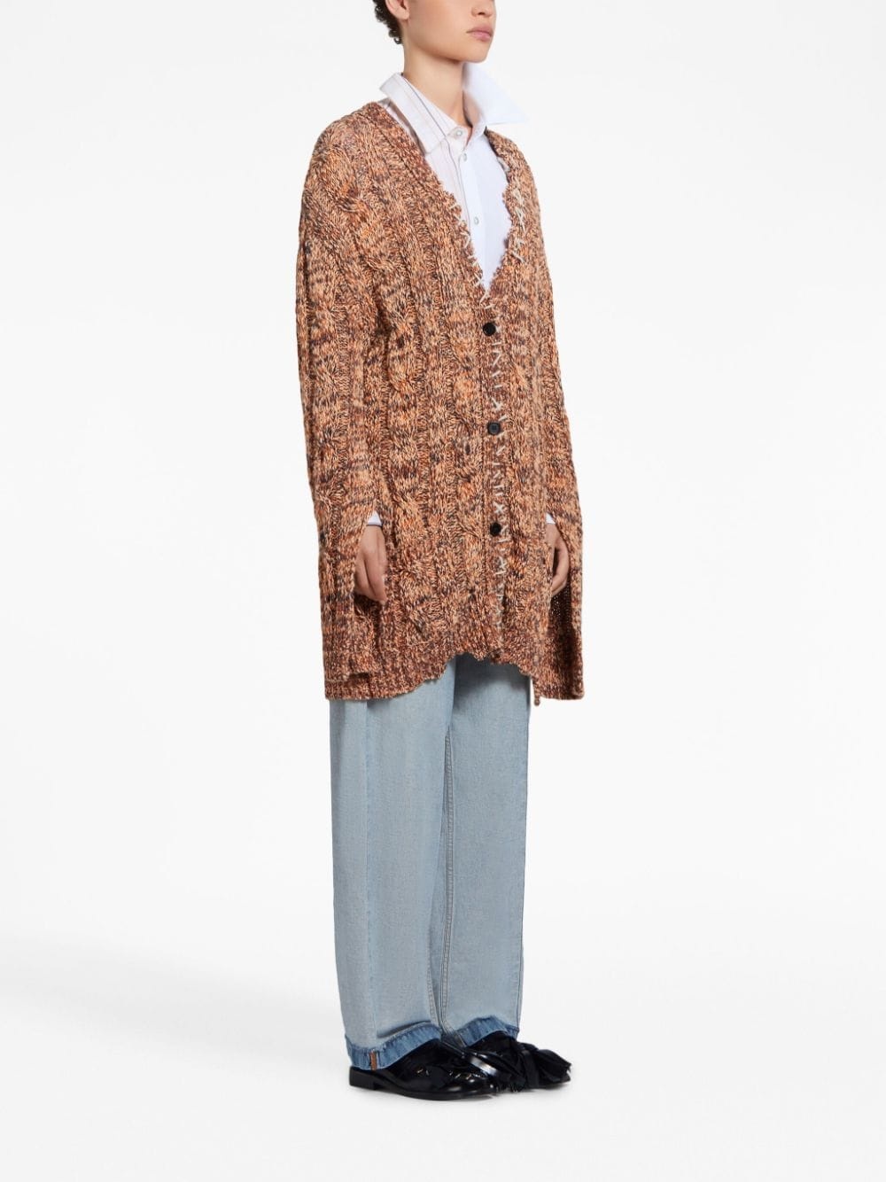 decorative-stitch chunky cable-knit cardigan - 2