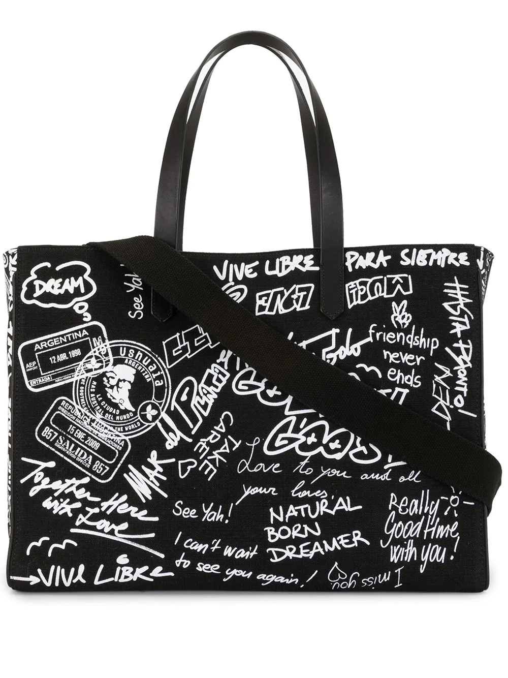 graffiti-print tote bag - 1