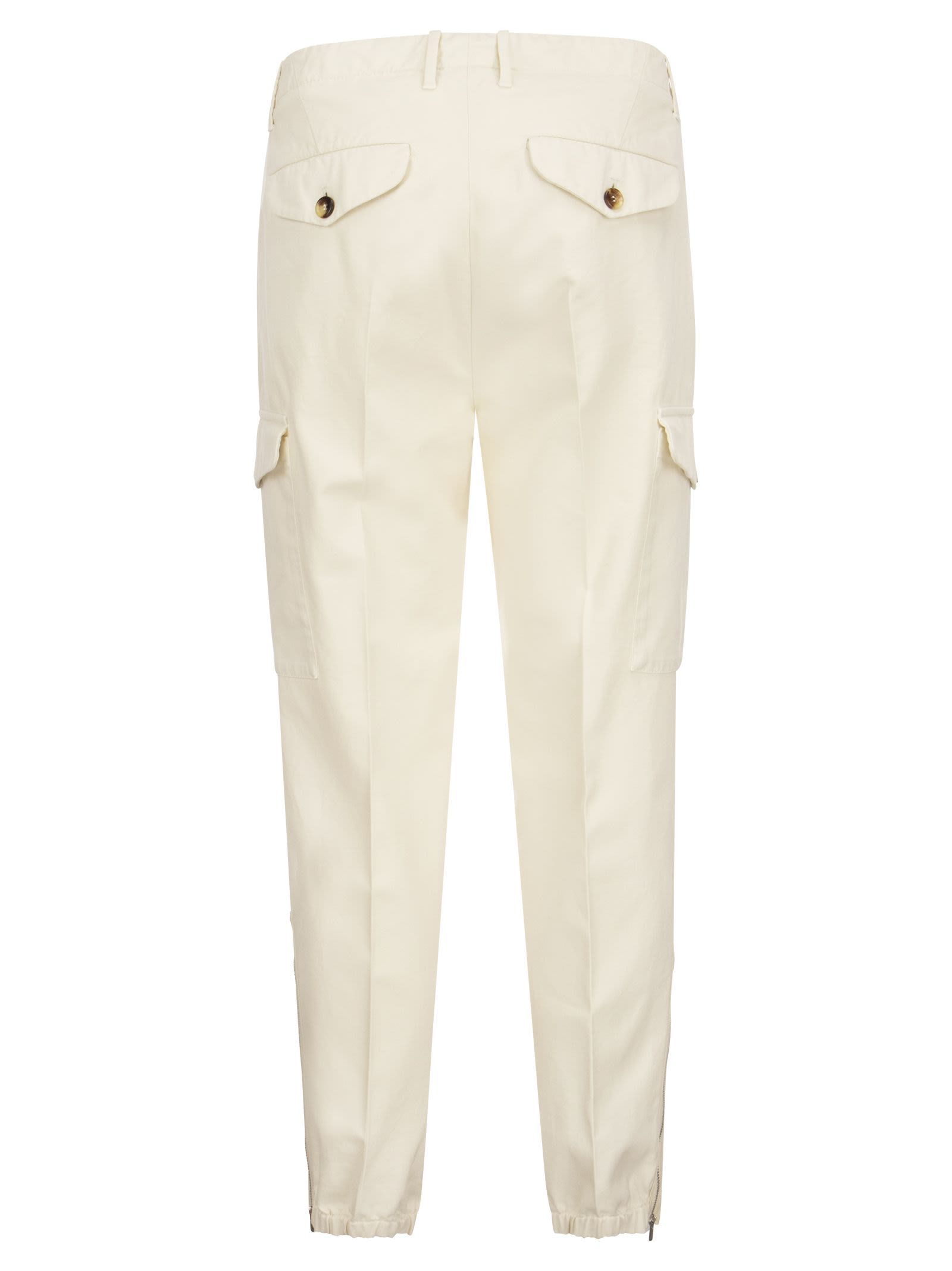 Brunello Cucinelli Men Ergonomic Fit Trousers In Garment-Dyed Comfort Cotton Drill With Darts, Cargo - 2