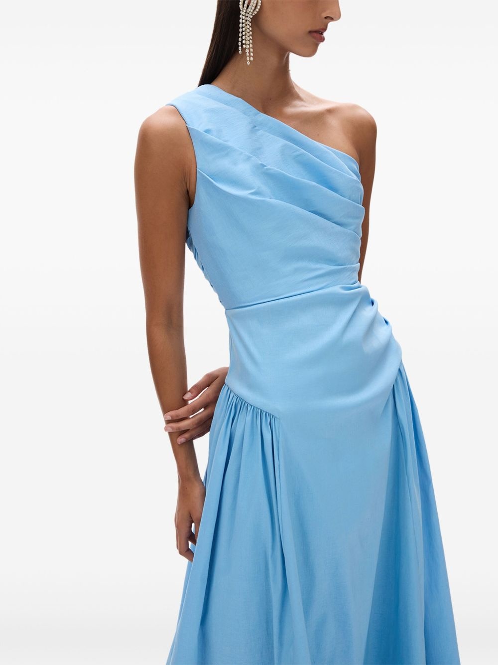 asymmetric-pleated midi dress - 5