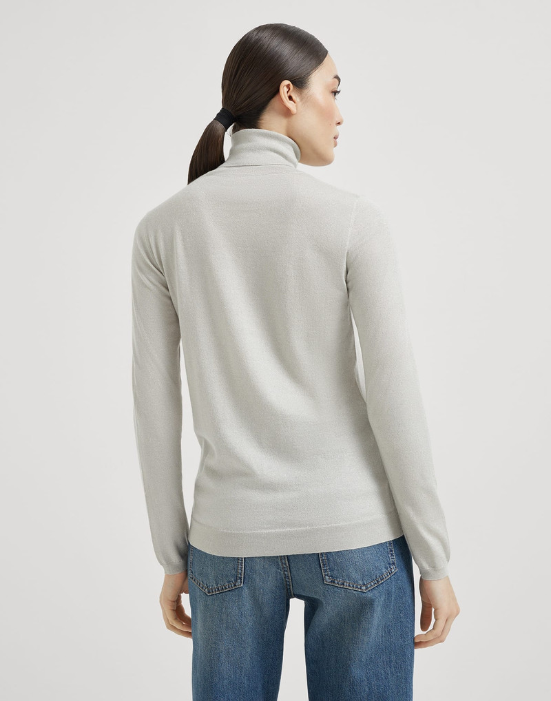 Brunello Cucinelli Sparkling cashmere and silk lightweight turtleneck sweater outlook