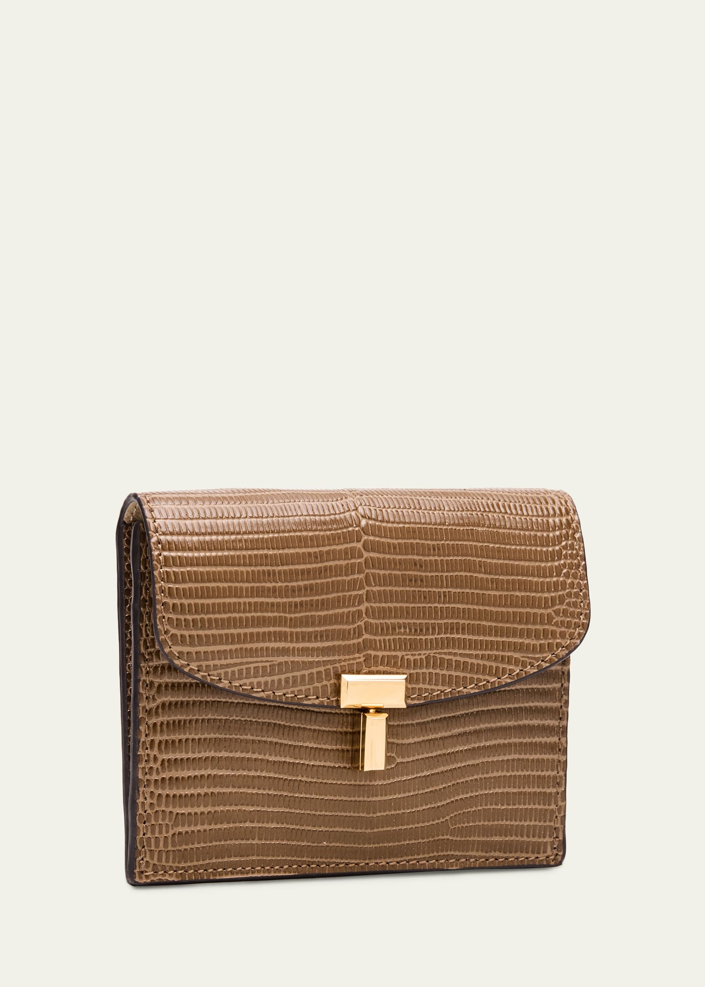 T-Lock Lizard-Embossed Leather Cardholder - 5