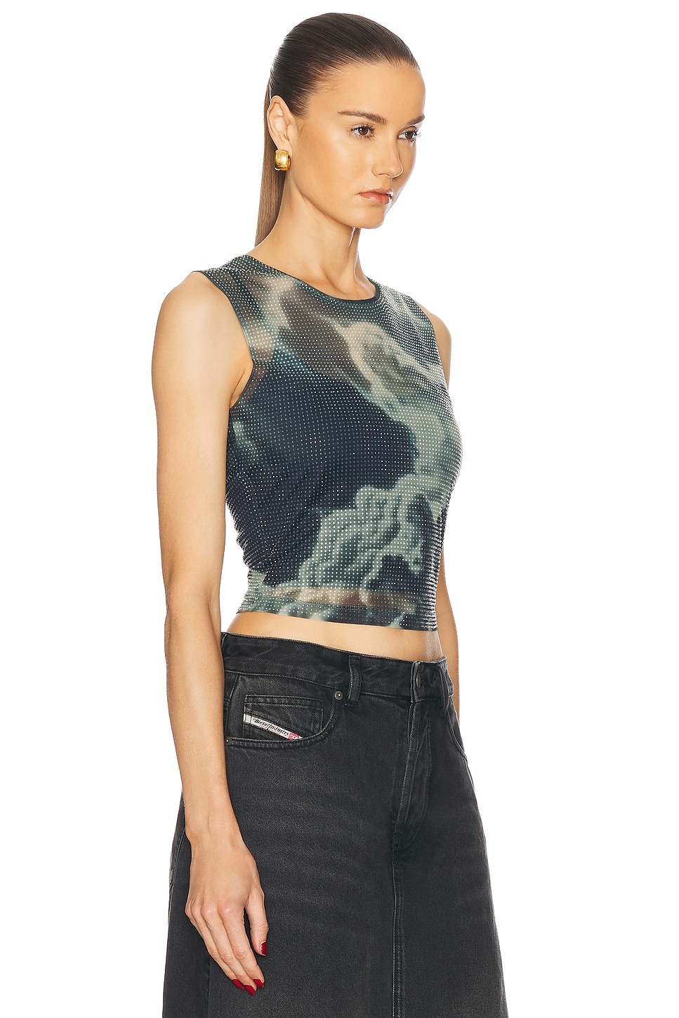 Hotfix Crystal Cropped Tank Top - 2