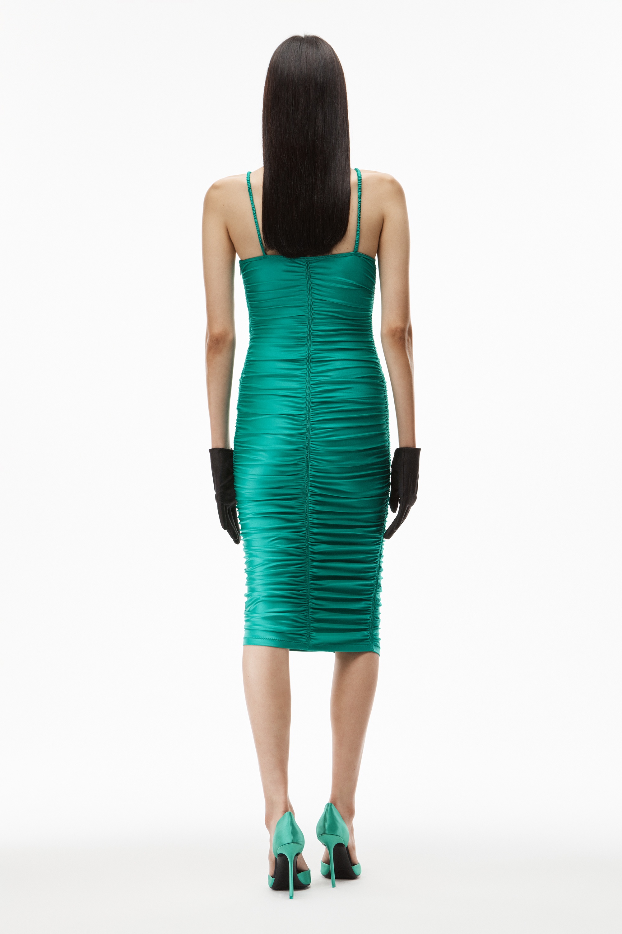 RUCHED SLIP DRESS IN SPANDEX JERSEY - 4