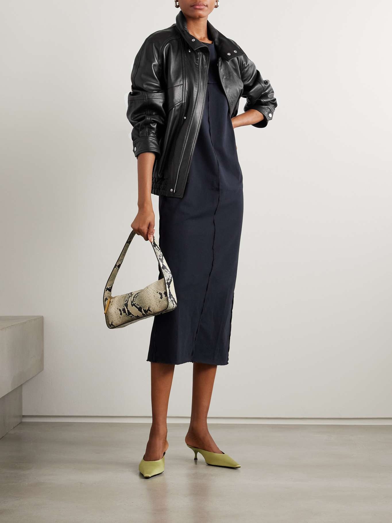 Ariste oversized paneled leather jacket Black - 2