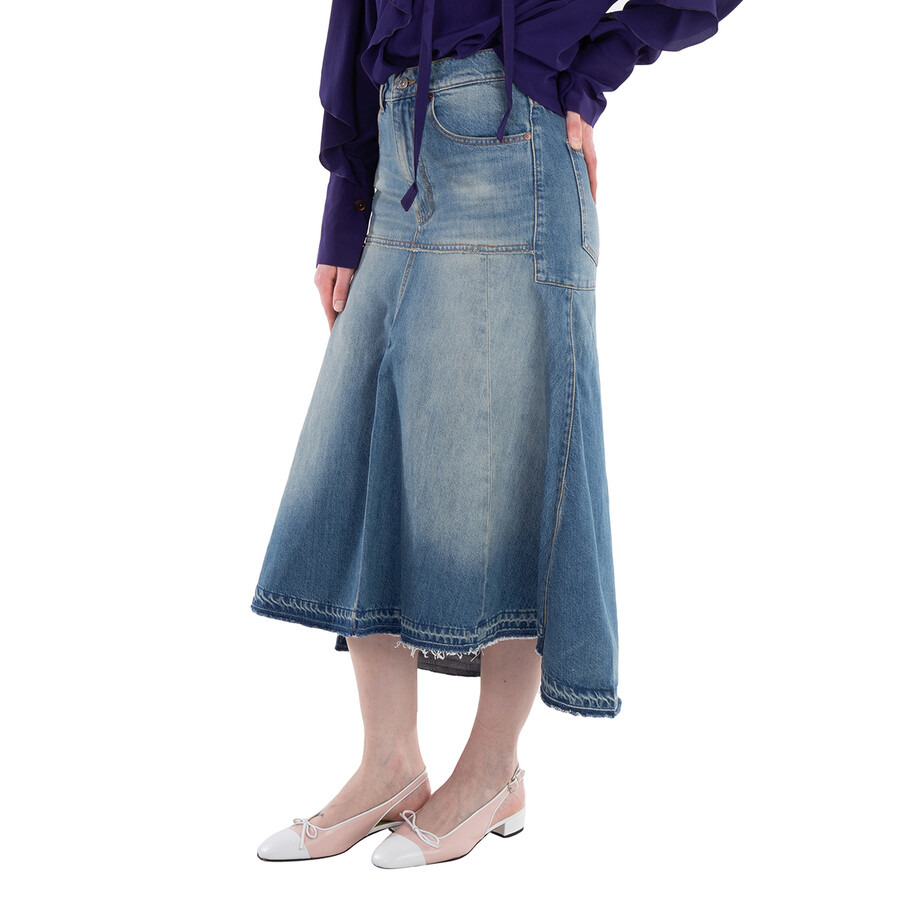 Victoria Beckham Patched Denim Skirt - 2