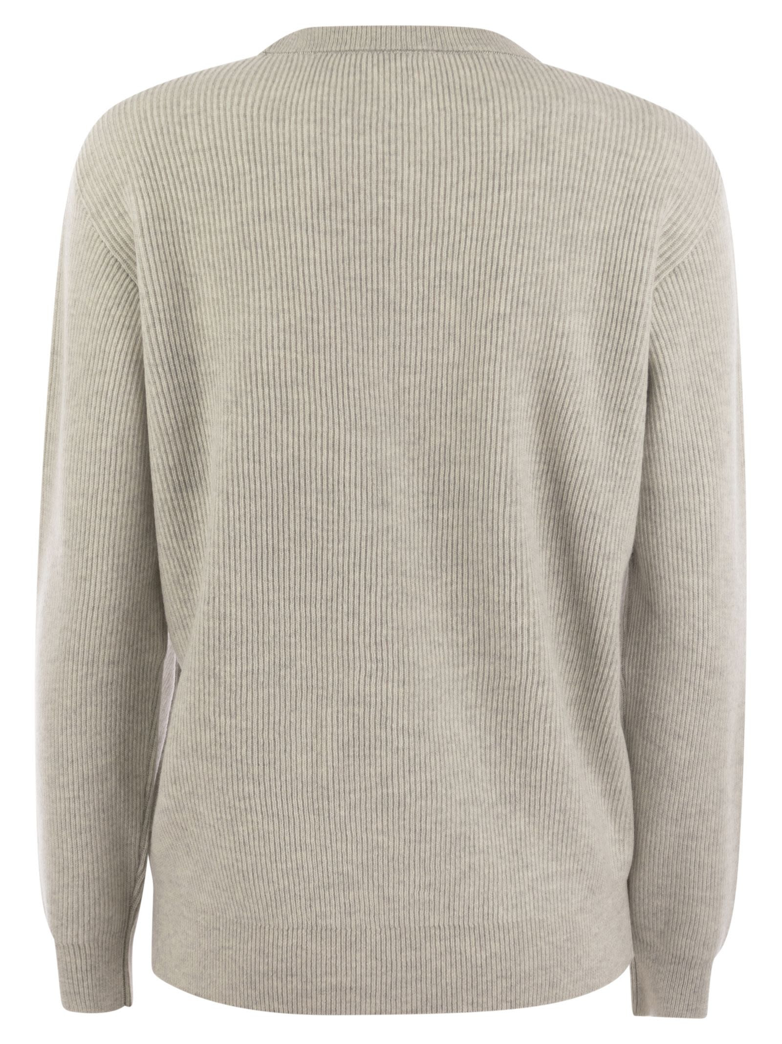 Brunello Cucinelli Women English Rib Cashmere Sweater With Monile - 2