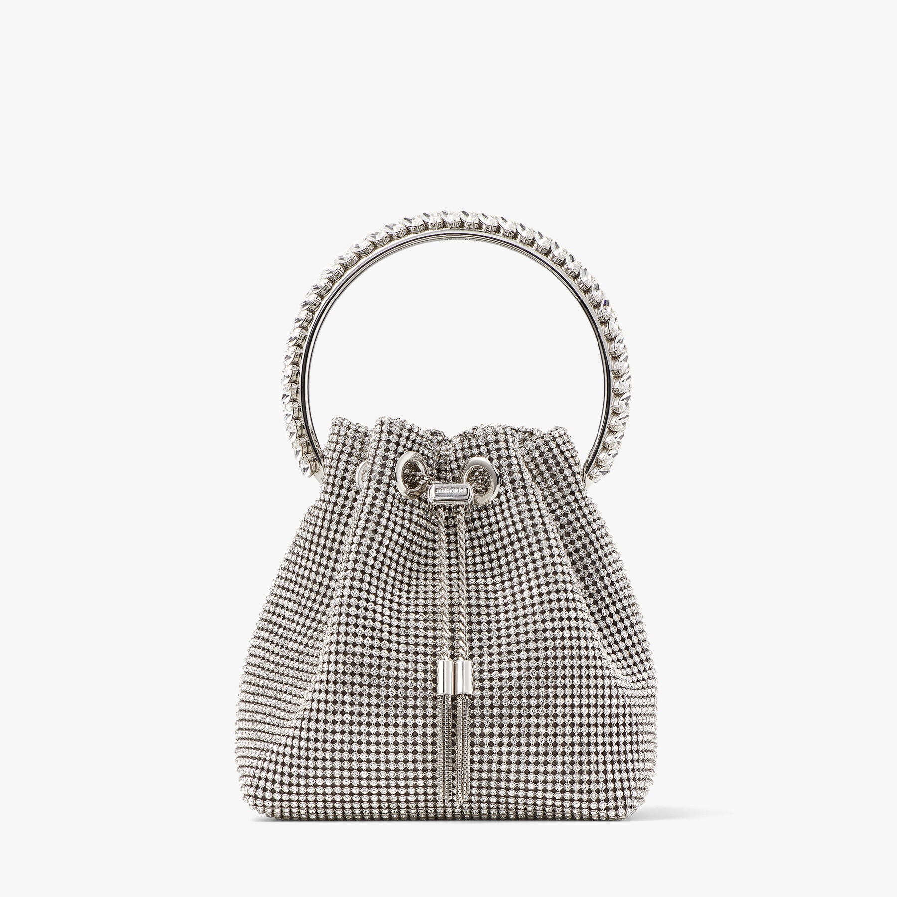 Bon Bon
Silver Satin Crystal Mesh Bag with Crystal Handle - 1