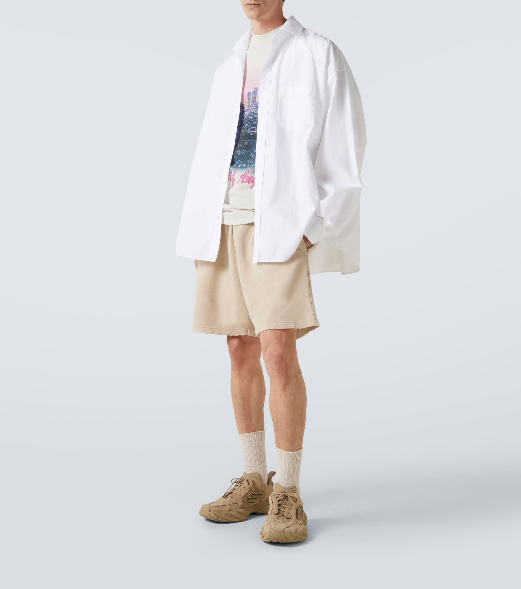 Back distressed logo cotton shorts - 2